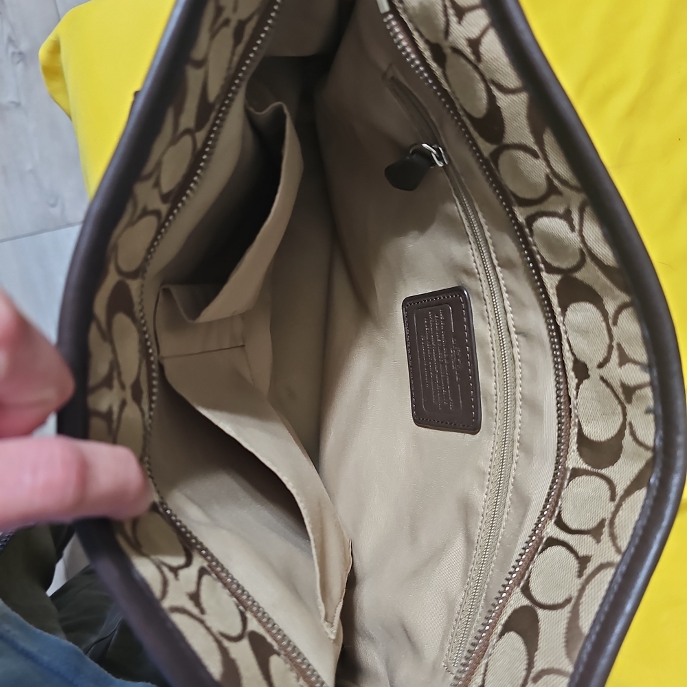 Coach Tan and Brown Signature Canvas Tote - Picture 2 of 2